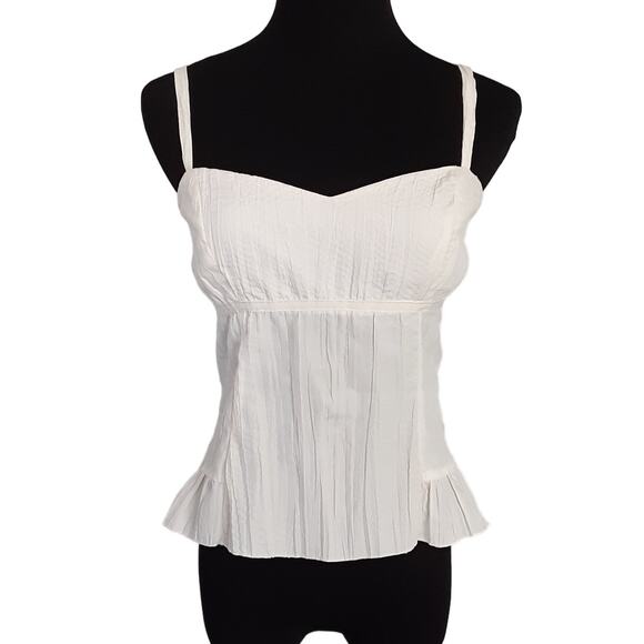 Vintage Tops - Vintage 90s Poplin Cami Peplum Ruffle Crop Top Cosplay Lingerie Blouse White
